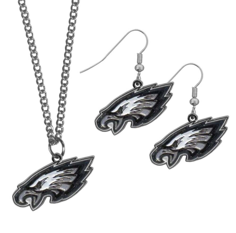 Philadelphia Eagles Dangle Earrings Chain Necklace Set - ,